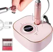 Professional Nail Polisher, Rechargeable, Electric Nail File for Acrylic Gel Nails, 35000RPM with Touch Sensitive Controls and LCD Display, Low Noise (rose gold)