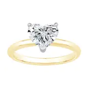 Bevilles 1.50ct Laboratory Grown Diamond Heart Cut Solitaire Ring in 18kt Yellow and White Gold