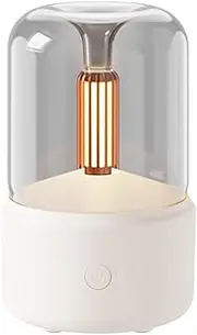 Candlelight Essential Oil Diffuser with Ultrasonic Mist, Aromatherapy Diffusers with Ultra Fine & LED Candle Night Light, USB Recharged Humidifier Car Diffusers at Home, Office, Ideal Gift (White)