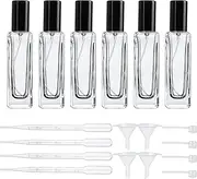 HDCRYSTALGIFTS Pack of 6 Clear Glass Perfume Atomiser Bottle, 30 ml Portable Perfume Fine Mist Atomiser, Empty Refillable Travel Perfume Bottle