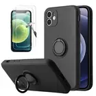 Liquid Silicone Magnet Ring Stand Case GLASS For Apple iPhone 13 Pro Max 12 Mini