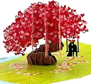 Three Dee Cards - Enchanted Heart Tree 3D Pop-Up Card – Valentines Day For Her, Engagement, Congratulations on Wedding card, Wife Birthday, Couple Pop-up Greeting Card