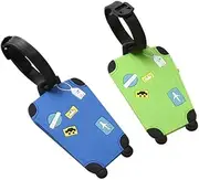 [AIMALL] 2X Silicone Luggage suitcases Tags Travel Luggage Tags Name Tag Address ID Labels for Suitcase Bag Baggage
