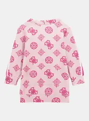 GUESS Pink Logo Hooded Dress Size: 8, Elastane