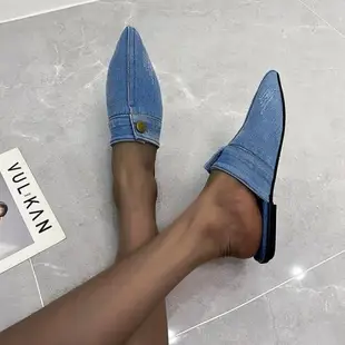 shoes ladies flat 2022 summer denim sandals women 女平底拖鞋