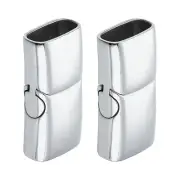 10mm x 5mm Flat Leather Clasps, 2Pcs Steel Clasps for DIY (Silver)