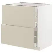 METOD / MAXIMERA base cb 2 fronts/2 high drawers, white/Havstorp beige, 80x60x80 cm