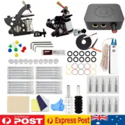 Wormhole Tattoo Complete Kit 2 Machine Guns Power Supply Needles Grip Tools Set