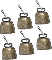 6pcs Cow Bell Iron Bell Dog Bell Vintage Bells Mini Bells Bell for Dog Collar Cow Bells Crafting Bells Loud Cowbells Bulk Dog Collar Bell Bells for Crafting Cat Bell Olive Green