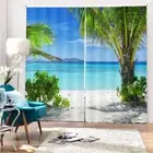 Bridge Poison Seaside 3D Curtain Blockout Photo Printing Curtains Drape Fabric