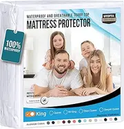 Utopia Bedding Premium Waterproof Terry Mattress Protector King 200 GSM, Mattress Cover, Breathable, Fitted Style with Stretchable Pockets