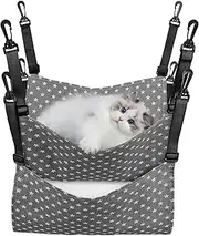 Generic 2pcs Reversible Cat Hanging Hammock Soft Adjustable Cat Sleeping Bed for Animals Cozy Cat Cage Accessories for Autumn and Winter Use Star Design