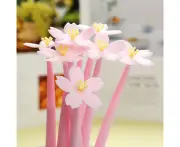 WSECOMM 10Pcs Cute Cherry Flower Pens Creative Gel Ink Pens, Party Favor Decor, Office Supplies, Black 0.5mm (Pink)