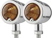 Motorcycle Indicators Flowing Turn Signal Lights Motorcycle MI&NI 12V 10MM Turn Signal Light Indicator Amber Blinker Lamp For YA&MA&HA Cafe Racer(2pcs Sliver)