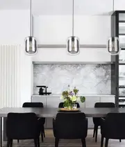 TONO: Mesh Internal & Clear Glass Oblong Pendant Lights Black