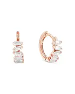 Suzanne Kalan 18K Rose Gold Diamond Thin Huggie Hoop Earrings