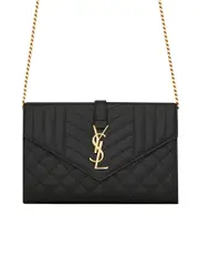 Saint Laurent Monogram Chain Wallet in Mix Matelassé Grain de Poudre Embossed Leather