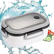 3 grids 2 Layer Insulated Portable Plastic Bento Lunch Box for Kids, Adults, Office, Worker, Student, Microwaveable Heated Bento Lunch Box (White)