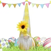 Spring Gnomes Plush - Cute Swedish Tomte Farmhouse Sunflower Gnome Doll - Sunflower Kitchen Decor Gnome Plush, Spring Sunflower Decor for Tiered Tray Home