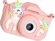 IPS HD Screen Kids Toy Birthday Gift Kids Selfie Camera Lovely Shape Cartoon Little Pony Photo Video Digital Camera for 4-8year (Pink)