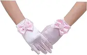 [OATIPHO] Elegant Flower Girl Gloves Short Lace Mesh Bowknot for Wedding Birthday Party