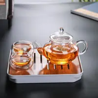 在飛比找ETMall東森購物網優惠-迷你小茶壺 耐熱玻璃花茶壺 透明功夫茶具套裝過濾泡茶器家用小