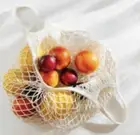 Reusable Grocery Mesh Shopping Bag with Short Handle Beige Grocery Produce 1 pc