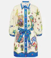 [Alemais] Alémais Printed belted linen shirt dress UK 16 multicoloured