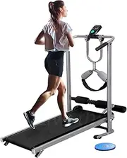 [fitnessLAB] Manual Treadmill Foldable Incline Exercise Fitness Walk Machine Home Gym | Built in Wheels, Sit Up Bar, Twist Plate