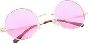 [Baluue] Colored Round Oversized Sunglasses for Men and Women Protection Retro Glasses with Gold Frame and Purple Lenses Lightweight and Comfortable Eyewear for Fashionable