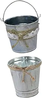 ORFOFE 2Pcs Vintage Rustic Flower Buckets Farmhouse Planter Decor for Gardening and Home Decoration for Flower Arrangement and Storage