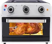 Sensio Home Mega 21L Capacity Air Fryer Oven, Family Size Healthy Cooking, 1800W Multifunctional, Rotisserie Bake Broil Toast Timer, Oil Free Cooking, Full Accessory Set, Stainless Steel Finish
