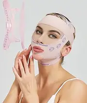 V Face Masks, Lifting Mask, Reusable V-Line Mask, V-Shaped Slimming Face Mask for Double Chin and Saggy Face Skin (Pink)