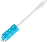 HKYLRAT Silicone Bottle Cleaning Brush, Water Bottle Cleaner Brush with Long Handle 12.4" for Washing Narrow Neck Containers, Sports Bottle, Tumblers, Flask, Vase and Glassware (Blue)