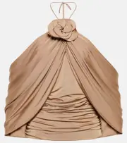 [Magda Butrym] Magda Butrym Floral-appliqué halterneck jersey top AU 6 beige