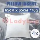 4x European Memory Resistant Cushion Pillow Inserts Polyester Filling 65 x 65cm