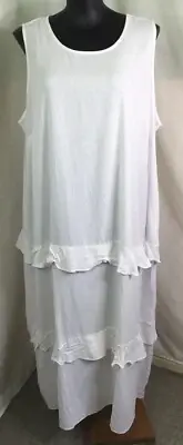 AUTOGRAPH WHITE RUFFLE TEIRED LINEN SHIFT DRESS SZ 26 NEW STOCK STUNNING!!