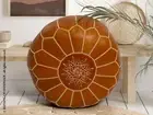 STUFFED Moroccan Handmade Genuine Leather Boho Pouf Ottoman Footstool Pouffe