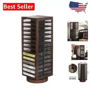 Rustic Double-Sided Cassette Rack with Solid Pine & Metal Mesh, Farmhouse Style