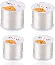 4 Roll 328 FT Clear Elastic Beading Threads, AIFUDA Stretchy Crystal Bracelet String Cords Crystal Rope for DIY Bracelet Beading Jewelry Making (0.6/0.7/0.8/1mm)