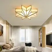 Modern 4-Light LED Ceiling Light Beveled Frosted Glass Flush Mount, Traditional Brass Star Close to Ceiling Lighting Fixture, Decorative Pendant Light for Livi