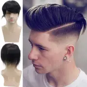 Voloria Fine Mono Lace Men's Toupee Human Hair Poly Skin Around Hair Replacem...