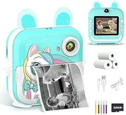[PTHTECHUS] Kids Camera Instant Print, 2.4 Inch IPS 1080P Instant Camera for Kids, 48MP HD Digital Video Recorder with 32GB SD Card, Christmas Birthday Portable Toy for Age 3-12 Girls Boys ﻿ (Blue)