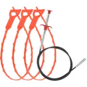 Drain Clog Remover Tool 1.6m Clog Remover 3pcs Plastic Clog Remover Orange