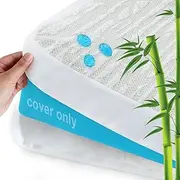 Mattress Topper Cover Protector Queen Size 3 Inch, 100% Waterproof Viscose Made from Bamboo Cooling Mattress Topper Encasement Zippered with Adjustable Straps, Fit Memory Foam Mattress Topper