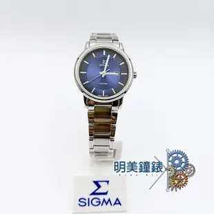 SIGMA 簡約時尚鋼帶情侶對錶 / 銀X藍 / 女 /1122L-3/$原價3840