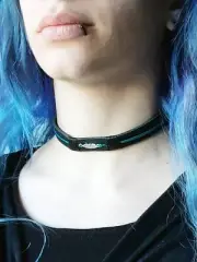 Feather Leather Choker Feather Leather Collar BDSM Day Collar Black Leather