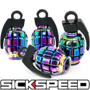 4 ANODIZED GRENADE VALVE STEM CAP KIT/SET FOR RIMS/WHEELS/TIRES P3 NEO CHROME (for: Honda)