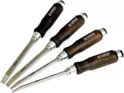 Professional 4-Piece Mortise Chisel Set with Beech Wood Handles - 4/6/10/12mm