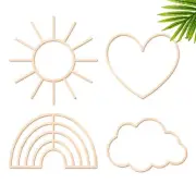 Kathfly 4 Pieces Boho Nursery Decor Baby Nursery Wall Decor Wooden Cloud Sun ...